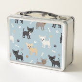 かわいいチワワパターン青 メタルランチボックス (裏面)