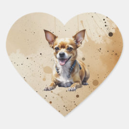 かわいいチワワミックス犬ペット動物 ハートシール