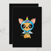 かわいいチワワユニコーンパピー子供と犬ペットラブ サンキューカード (正面/裏面)