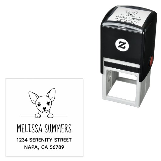 かわいいチワワ犬のアドレス セルフインキングスタンプ (インサイチュ)