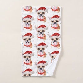 かわいいチワワ犬のクリスマスパターン ハンドタオル