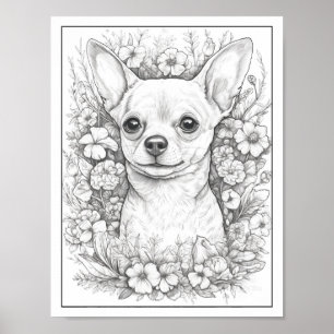 かわいいチワワ犬の着色ポスター ポスター