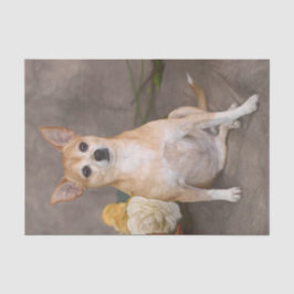 かわいいチワワ犬の花柄アートペットポートレート 薄葉紙