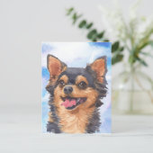 かわいいチワワ犬ペット水彩画 ポストカード (スタンド正面)