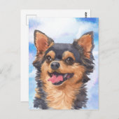 かわいいチワワ犬ペット水彩画 ポストカード (正面/裏面)