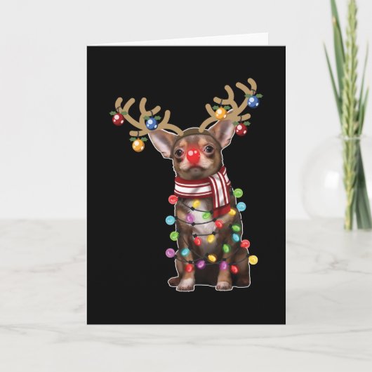 かわいいチワワ犬　面白いクリスマスホリデーギフト カード (正面)
