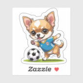 かわいいチワワ遊のサッカードッグスポーツキスカット シール (シート)