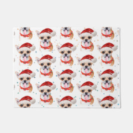 かわいいチワワ 犬 クリスマスパターン ドアマット