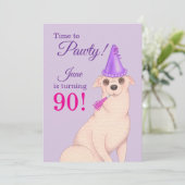 かわいいチワワ 紫 誕生日 招待状 (スタンド正面)