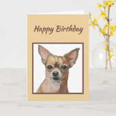 かわいいチワワ 誕生日おめでとう カード (黄色い花)