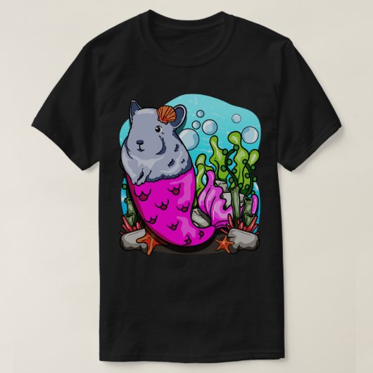 かわいいチンチラの人魚 Tシャツ (デザイン正面)