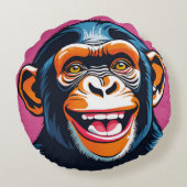 かわいいチンパンジーが笑う ラウンドクッション (裏面)
