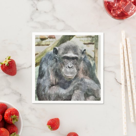 かわいいチンパンジー スタンダードカクテルナプキン (インサイチュ)