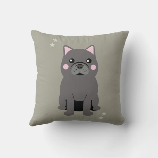 かわいいチークグレーフランスのブルドッグ クッション (裏面)