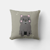 かわいいチークグレーフランスのブルドッグ クッション (正面)