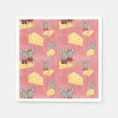 かわいいチーズのマウスファミリーパターン スタンダードカクテルナプキン (正面)