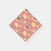 かわいいチーズのマウスファミリーパターン スタンダードカクテルナプキン (角)