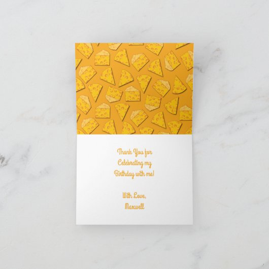 かわいいチーズウェッジキッズ1st誕生日パーティー カード (内部)