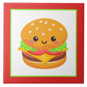 かわいいチーズバーガーのホームビジネスのクラフト タイル