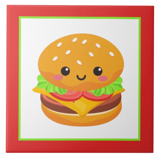 かわいいチーズバーガーのホームビジネスのクラフト タイル (正面)