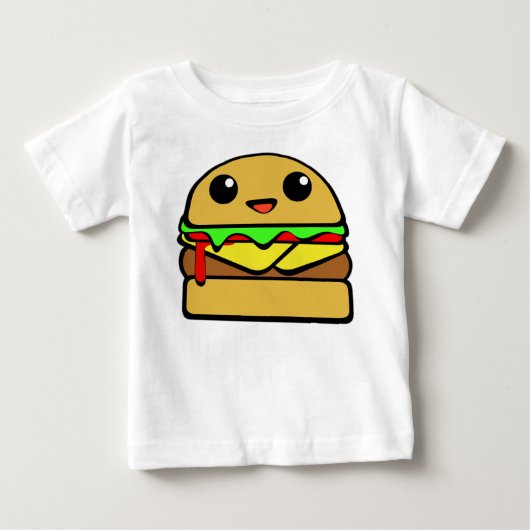 かわいいチーズバーガーキャラクター ベビーTシャツ (正面)