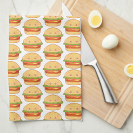 かわいいチーズバーガー キッチンタオル