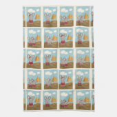 かわいいチーズマウスファミリー漫画ストリップ キッチンタオル (縦)