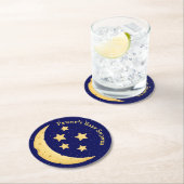 かわいいチーズムーン&スターズシナパーソナライズされたル ラウンドペーパーコースター (インサイチュ)