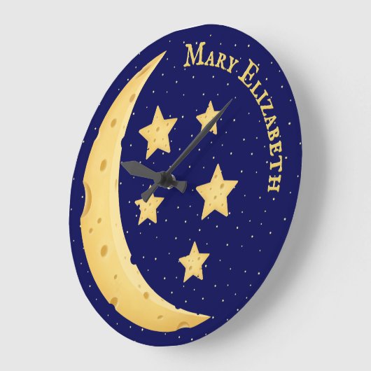 かわいいチーズムーン&スターズシナパーソナライズされたル ラージ壁時計 (傾斜)