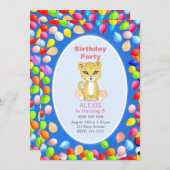 かわいいチーズ&バルーン5th誕生日パーティー 招待状 (正面/裏面)