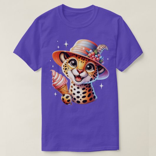 かわいいチータヒョウのアイスクリーム夏の雰囲気 Tシャツ (デザイン正面)