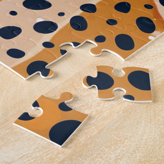 かわいいチータピンクの金ゴールドアポップ・アートのート ジグソーパズル (側面)