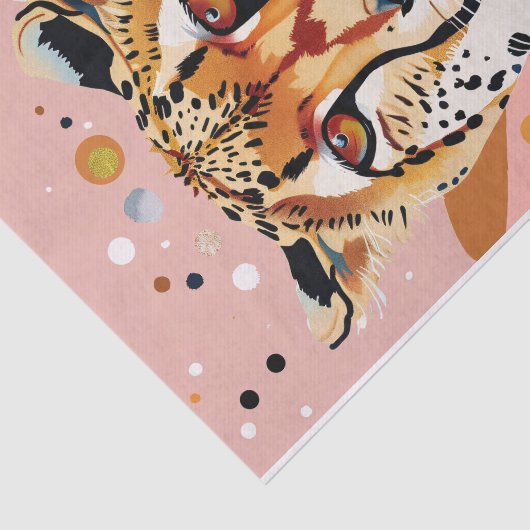 かわいいチータピンクの金ゴールドポップ・アートのアートデコップページ 薄葉紙 (詳細)