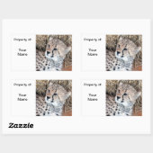 かわいいチーターかわいい写真の名前ラベル/ 長方形シール (シート)