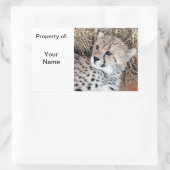 かわいいチーターかわいい写真の名前ラベル/ 長方形シール (バッグ)