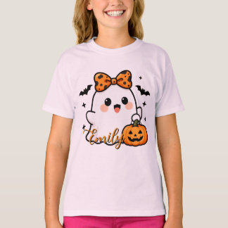 かわいいチーターのリボンのおばけのキッズTシャツ Tシャツ