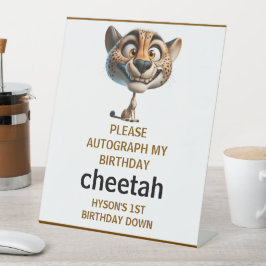 かわいいチーターの農場テーマ1歳の誕生日 台座サイン
