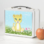 かわいいチートヒョウと花 メタルランチボックス (インサイチュ)