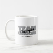 かわいいチーム新郎グロムスマン結婚名のブラックグレー コーヒーマグカップ (左)