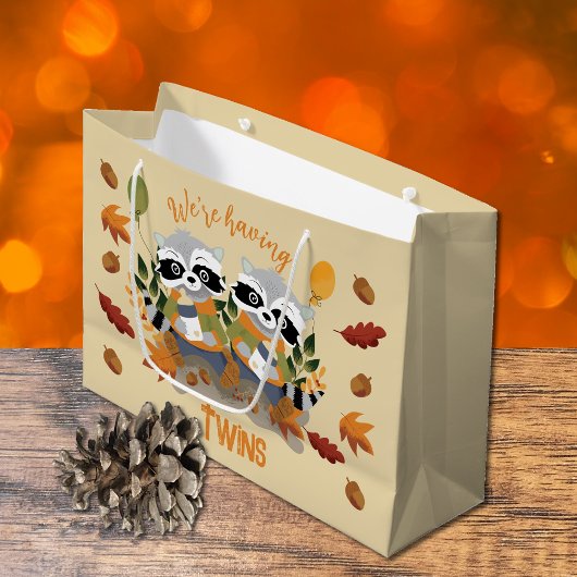 かわいいツインアライグマ赤ちゃんシャワー抱き枕 ラージペーパーバッグ