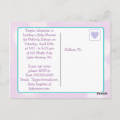 かわいいツインガールズベビーシャワー招待状 ポストカード (裏面)