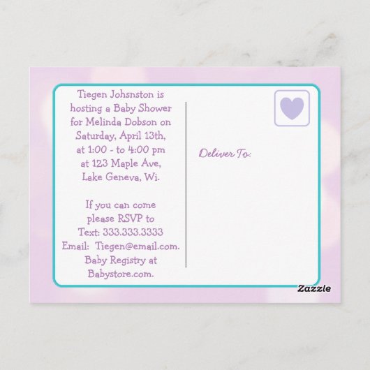 かわいいツインガールズベビーシャワー招待状 ポストカード (裏面)