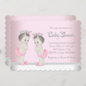 かわいいツインガールベビーシャワー 招待状 (正面/裏面)