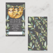 かわいいツインスロッスベビーシャワーオムツラッフルチケット エンクロージャーカード (正面/裏面)