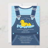 かわいいツインズダックベビーシャワー招待状 招待状 (正面)