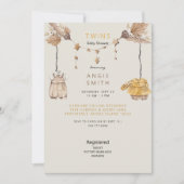 かわいいツインズボーイ&ガールベビーシャワー招待状 招待状 (正面)