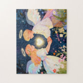 かわいいツインソウルラブボーイ&ガールエンジェルハート ジグソーパズル (縦)