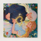 かわいいツインソウルラブ - 若いカップル - ジグソーパズル (横)