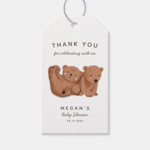 かわいいツインベアーズテーマベビーシャワーありがとう ギフトタグ