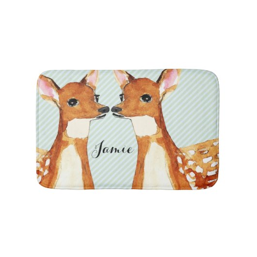 かわいいツイン子鹿の子供 バスマット (正面)